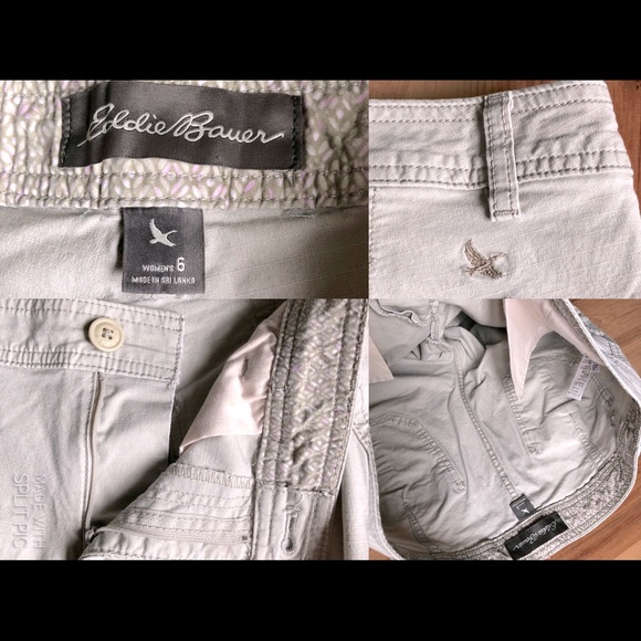 EDDIE BAUER Cargo Capri Crop Pants Khaki Size 6 Women’s - Picture 3 of 13